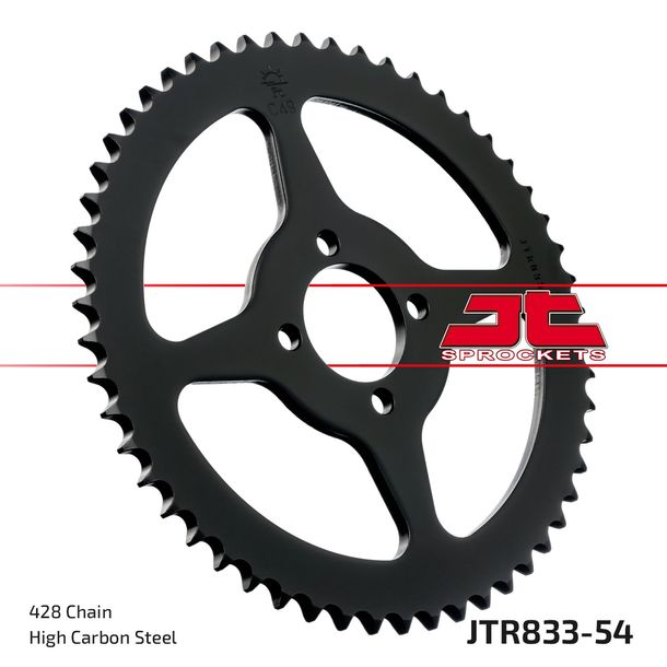Pignon JT Sprockets 428 54Z, diamètre intérieur 44 mm, cercle de boulons 60 mm pour Yamaha DT LC 2 TT-R 80 / 125 ccm Année 1982 - 2001