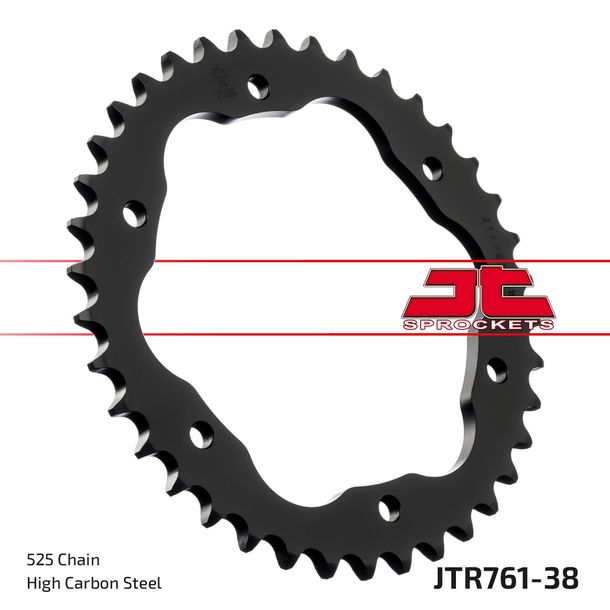JT Sprockets 525 38Z sprocket for sprocket carrier, Ducati Panigale V4 Speciale S Monster R SP Stripe Diavel 1098 - 1299 ccm Year 2007 - 2021
