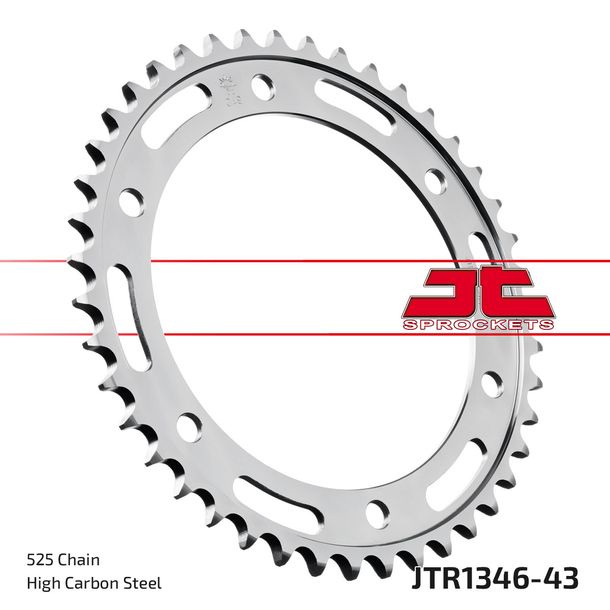 JT Sprockets 525 43Z sprocket inner diameter 154 mm bolt circle 176 mm for Honda CB R RA VFR F ABS Crossrunner X 800 / 1000 ccm Year 2014 - 2022