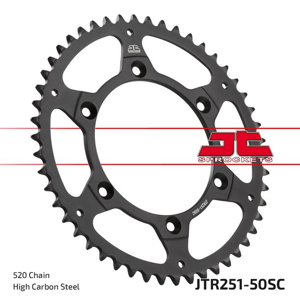 Pignon JT Sprockets 520 50Z, diamètre intérieur 130 mm, cercle de boulons 150 mm pour Yamaha WR F YZ 125 - 450 ccm Année 1998 - 2022