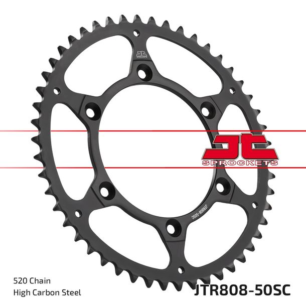 JT Sprockets 520 50Z sprocket inner diameter 126 mm bolt circle 146 mm for Suzuki DR-Z E K DR S SH SE SM RMX Z RM-Z RM 125 - 450 ccm Year 1980 - 2022