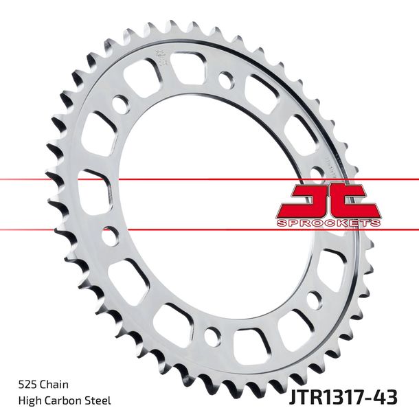 JT Sprockets 525 43Z tandwiel binnendiameter 134 mm boutcirkel 160 mm voor Honda CBR RR Fireblade CB R RA NT 1000/1100 cc modeljaar 2017 - 2022