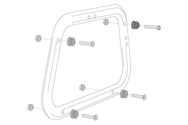 Kit adaptador SW-MOTECH para portaequipajes EVO para maletas laterales AERO ABS Montaje de 2 maletas