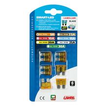 Smart Led, Jeu de 6 fusibles à lames avec témoin LED, 12/32V