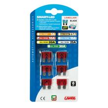 Smart Led, Set di 6 Lamellensicherungen con Spia LED, 12/32V