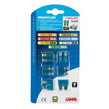 Smart Led, Set de 6 Fusibles de Láminas con Indicador LED, 12/32V