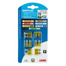 Smart Led, Jeu de 6 fusibles à lames avec témoin LED, 12/32V