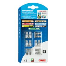 Smart Led, Jeu de 6 fusibles à lames avec témoin LED, 12/32V