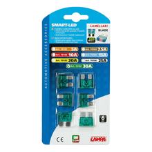 Smart Led, Jeu de 6 fusibles à lames avec témoin LED, 12/32V