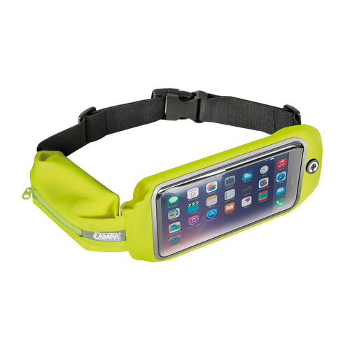 Sport Pouch Plus, sac banane de sport avec fenêtre et deux compartiments - Jaune fluo