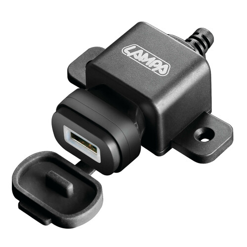 Chargeur Lampa USB Fix Omega USB 12/24V avec fixation par vis et connecteurs à fourche - 12/24V