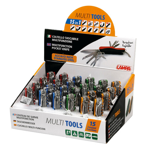 Multi Tools, 15 in 1 multifunction pocket knives, 24 pcs display