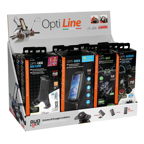 Motorcycle Set, cardboard bench display, complete with Optiline products
