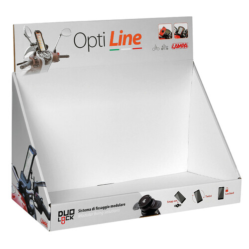Thekendisplay aus Karton, für die Produkte Optiline