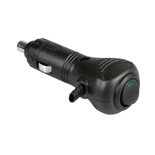 Cigarette lighter plug with side wire connection, 12/24V