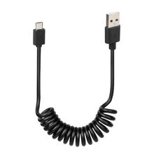 USB-spiraalkabel > Micro-USB - 100 cm - zwart