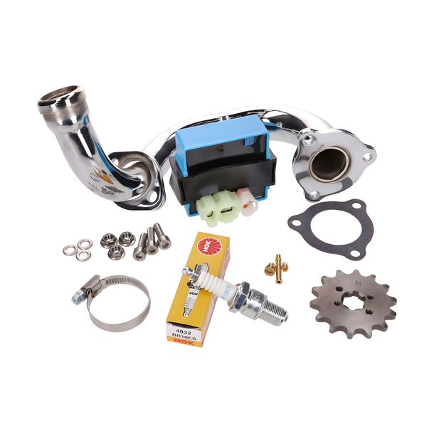 Kit de dégazage CDI/collecteur chromé pour Derbi Senda, Aprilia RX, SX, Gilera RCR, SMT 2018- (Euro4)