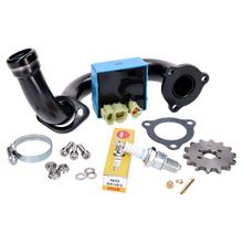 Premium throttling kit/zwart spruitstuk voor Derbi Senda, Aprilia RX 50, SX 50, Gilera RCR, SMT 2018- (Euro4)