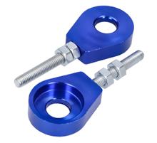 Kit tendeur de roue/tendeur de chaîne en aluminium anodisé bleu 12 mm