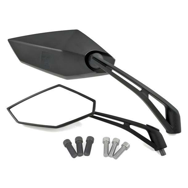 Mirror set M8/M10 black with E-mark