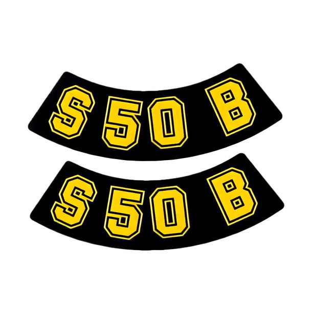 letras S50 B película/pegatina negro-amarillo 2 piezas para Simson S50