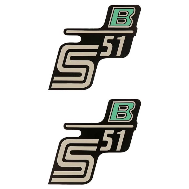 Lettering S51 B papier d'aluminium/autocollant noir/vert clair 2 pièces pour Simson S51