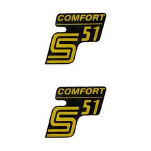 Schriftzug S51 Comfort Folie / Aufkleber schwarz-gelb 2 Stück für Simson S51