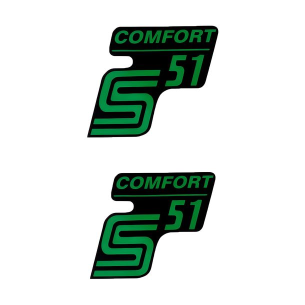Lettering S51 Comfort foil/sticker negro/verde 2 piezas para Simson S51