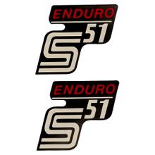 Schriftzug S51 Enduro Folie / Aufkleber schwarz-rot 2 Stück für Simson S51