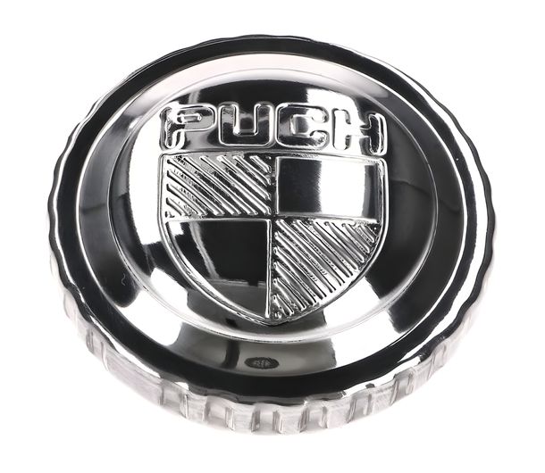 Tankdeckel Bajonett verchromt mit " Puch-Logo " für Puch Maxi