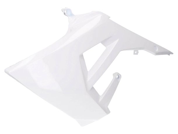 Cache radiateur Derbi, gauche, blanc, sans décor, 2B004334000W0B pour Gilera RCR SMT Euro 4 50 ccm Année 2011 - 2018
