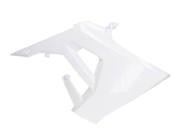 Capot de radiateur Derbi, droit, blanc, sans décor, 2B004333000W0B pour Gilera RCR SMT Euro 4 50 ccm Année 2011 - 2018