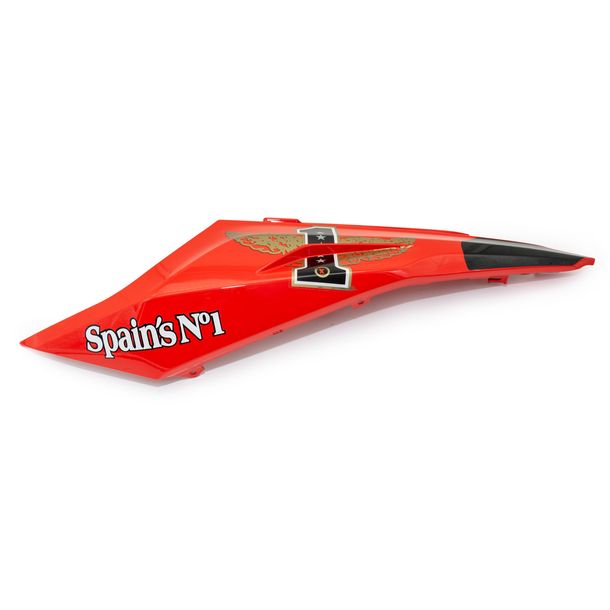 Aprilia side panel, left, red, decorated, Spains N°1 2008, AP8268735 for Aprilia RS 125 ccm Year 2008