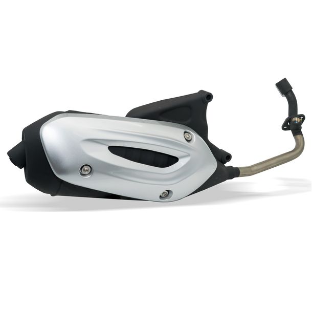 Uitlaat Piaggio met keuring, volledig met hitteplaat, 150 ccm 4T 3V E4, 1A0076735 voor Piaggio Liberty 3V 150 ccm