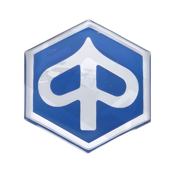 Emblem Piaggio, zum Aufkleben / selbstklebend, blau / chrom, 574771 für Piaggio TPH Zip 2 5 Typhoon X XR X9 Fly X8 Ciao Typ C24 SP LC H2O 5 Liberty 3V